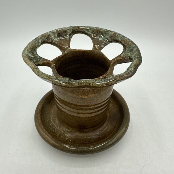 Toothbrush Toothpaste Holder Pottery Signed Handmade Farmhouse Country Bathroom - Picture 3 of 9